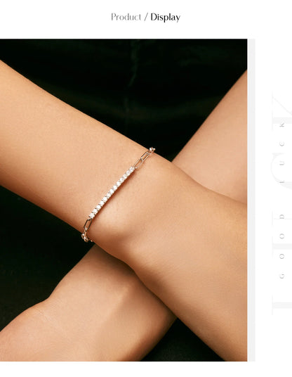 Sparkling D Color Moissanite Bracelet 925 Sterling Silver Lock Stackable Trendy Bracelets For Women Jewelry With Gift Box