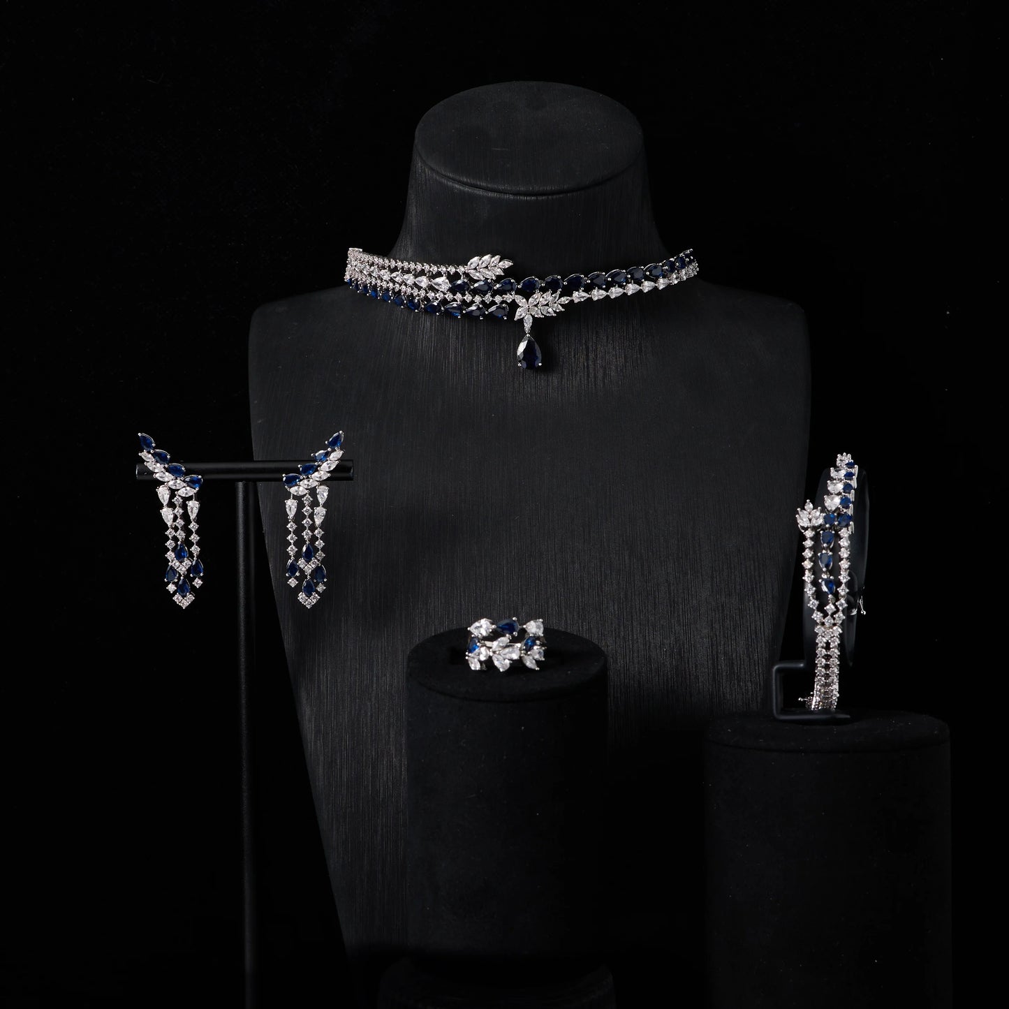 Luxury Choker Neck Necklaces Gift Set for Women Jewelry Sets Unique Color Cubic Zirconia Wedding Accessories