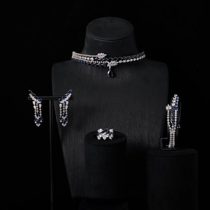 Luxury Choker Neck Necklaces Gift Set for Women Jewelry Sets Unique Color Cubic Zirconia Wedding Accessories