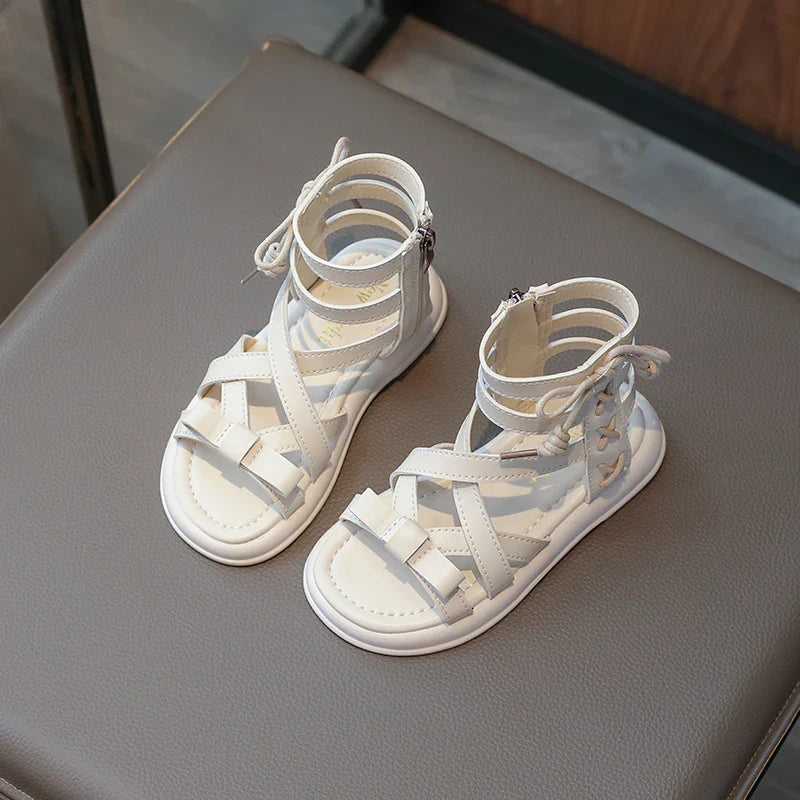 Girls Gladiator Sandals 2025 New Summer Children Fashion Princess High-top Shoes Versatile Kids Causal Beach Holiday Sandals