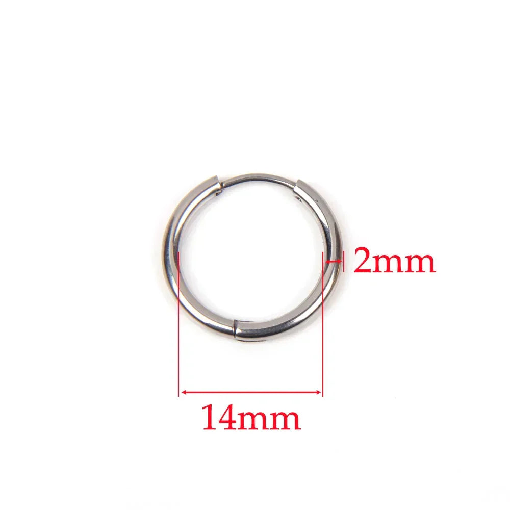 10pcs 316L Stainless Steel Hoop Earrings Women Men Punk Hiphop Circular Ear Buckle Ring Jewelry Gold Color Accessories Wholesale