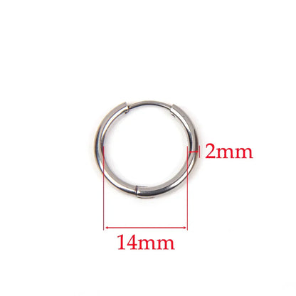 10pcs 316L Stainless Steel Hoop Earrings Women Men Punk Hiphop Circular Ear Buckle Ring Jewelry Gold Color Accessories Wholesale