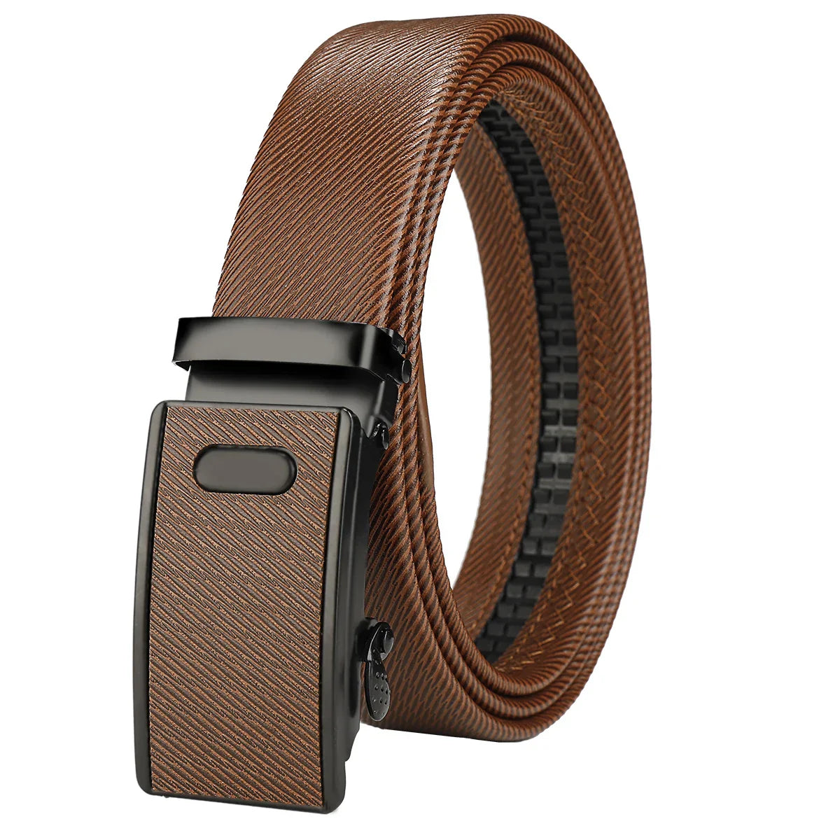 Men's leather belt with automatic buckle, Korean version trendy and casual middle-aged and young business leather pants belt