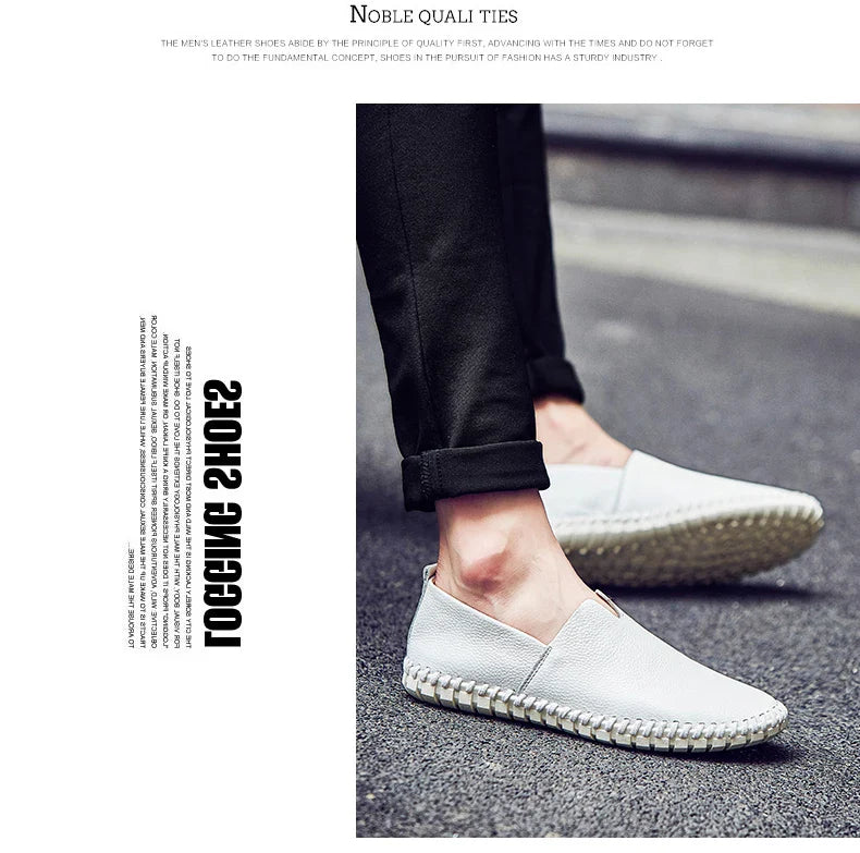New Summer Breathable Men Loafers Handmade Leather Men's Driving Shoes Luxury Brand Flat Casual Shoes Soft Breathable Men Shoes