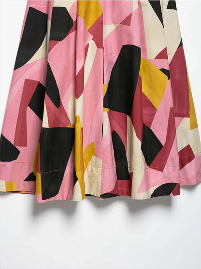 2025 Women Summer MIDI Skirts Fashion Print Side Zipper Female ELegant Street Skirt Clothing