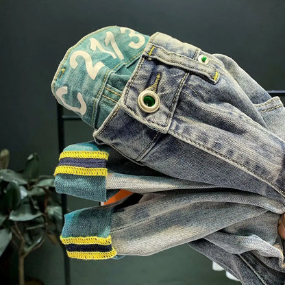 High-end 2023 Harajuku Designer Clothes Denim New Trousers Kpop Stretch Trendy Korean-style with Our Luxury Men's Casual Jeans