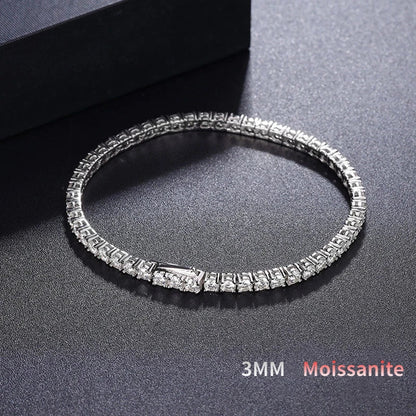 2/2.5/3/4/5mm Full Moissanite Bracelet for Women 100% 925 Sterling Silver Party Fine Jewelry Gift