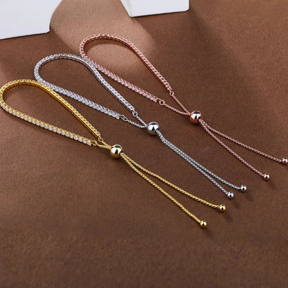 2mm Round Full Moissanite Diamond Tennis Bracelet for Women 925 Sterling Silver Plated 18K Gold Adjustable Wrist Chain Jewelry