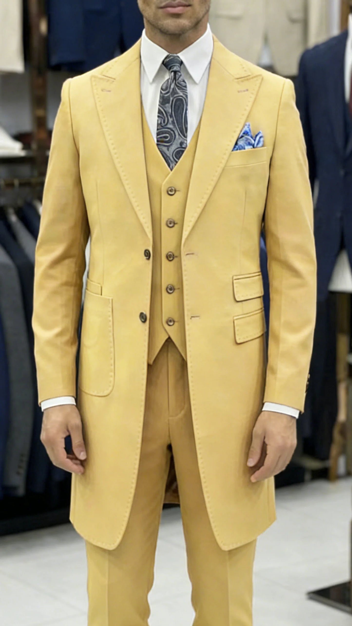 2026 New Fashion Men's Burgundy Blue 3-Piece Suit Long Blazer Vest Pants Set  Set Slim Fit Formal Wedding Groom