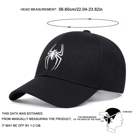 Unisex Spider Embroidery Baseball Caps Spring Autumn Outdoor Adjustable Casual Hats Sunscreen Hat