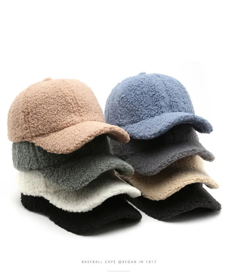 Winter Hats For Women Faux Fur Baseball Cap Female Outdoor Sunshade Keep Warm Solid Color Gorras Casquette Cap Men Casual New