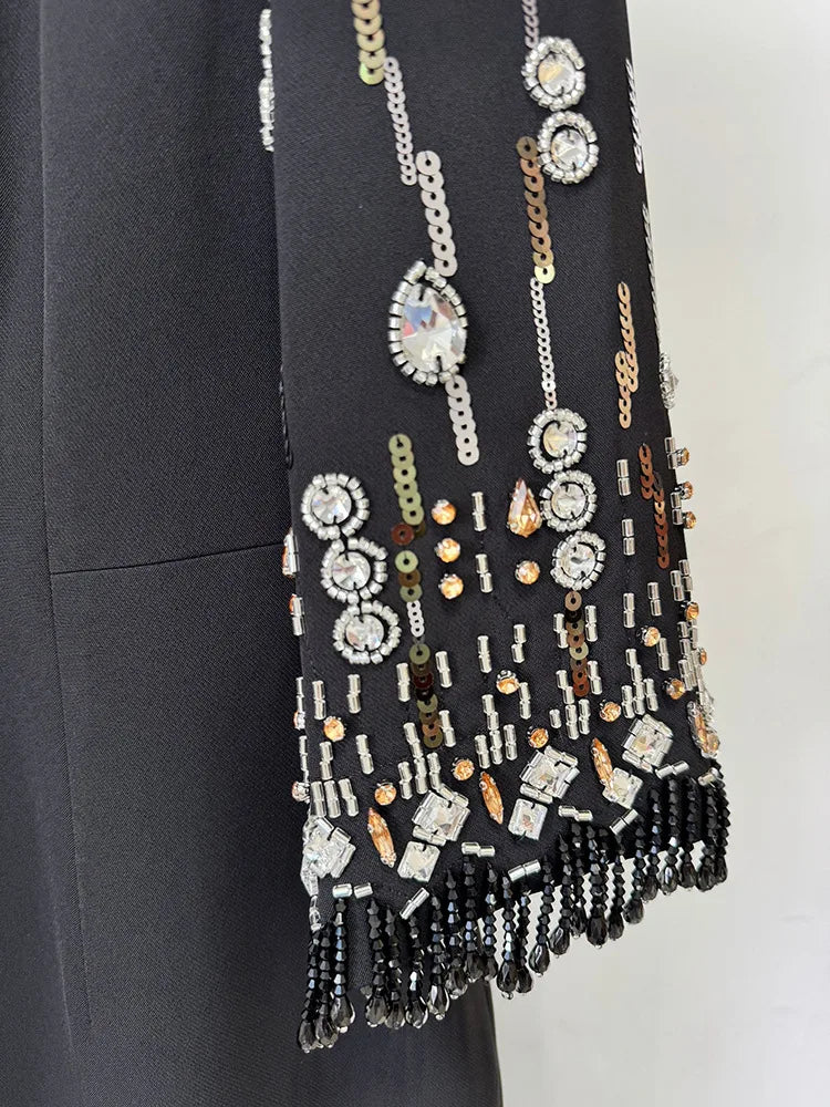 Fashion 2026 S/S Designer Vestido Women's Half Sleeve Stunning Beaded  Long Maxi Dress