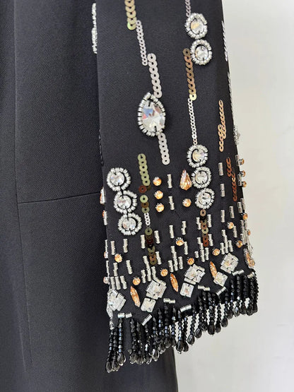 Fashion 2026 S/S Designer Vestido Women's Half Sleeve Stunning Beaded  Long Maxi Dress