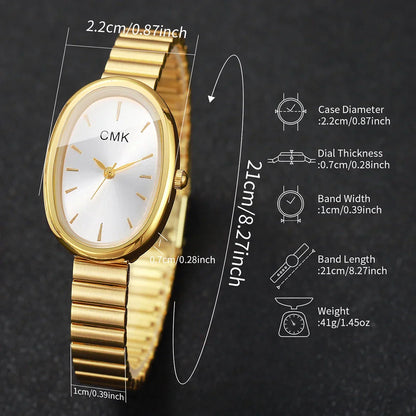Fashion Oval Dial Women Watches Ultra-thin Strap Analog Quartz Wristwatch Girls Clock Reloj Mujer（Without Box）