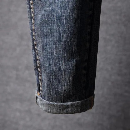 Spring and Autumn fashion trend printed straight-leg stretch denim jeans for men comfortable casual sports high-quality jeans