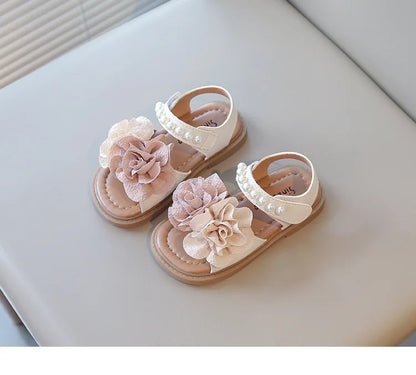 Korean Style Summer Sandals for Girls Flowers in Full Bloom Children's Beach Shoes Flexible Soft-sole Kid's Girl Sandals I060683