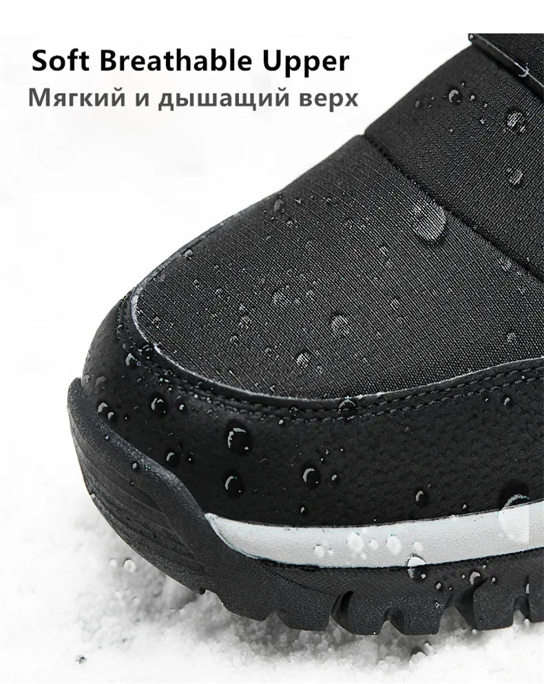 Men's Winter Shoes Waterproof Men's Boots Warm Plush Couple Snow Boots Outdoor Non-slip Hiking Boots Men Work Ankle Boots