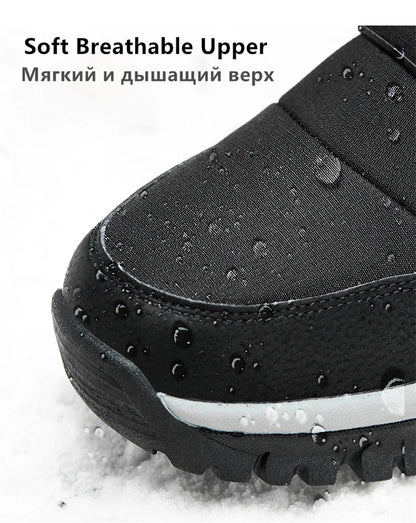 Men's Winter Shoes Waterproof Men's Boots Warm Plush Couple Snow Boots Outdoor Non-slip Hiking Boots Men Work Ankle Boots