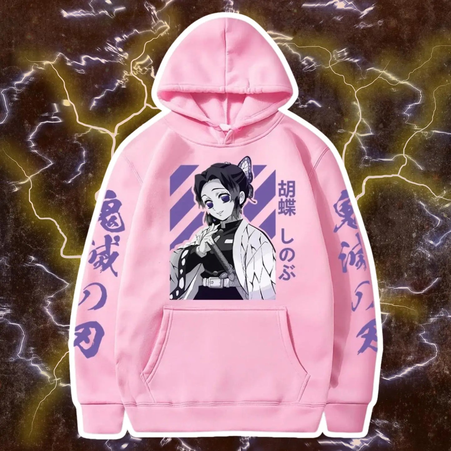 Demon Slayer Shinobu Kochou Hoodie, Anime Graphic Pullover Sweatshirt, Harajuku Loose Streetwear Top Men Women 2026 New Arrivals