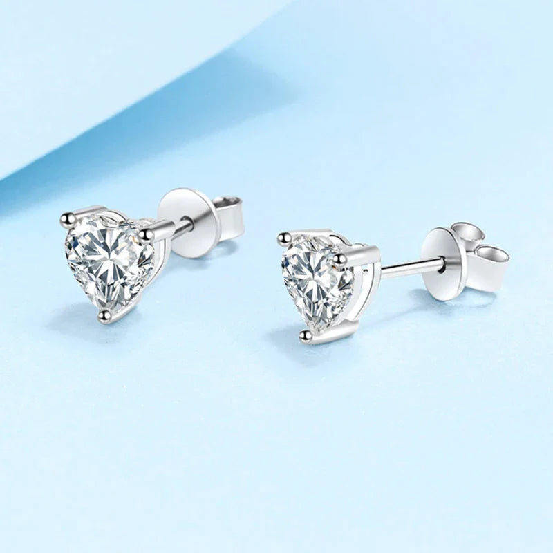1CT 2CT Heart Cut Moissanite Studs Earrings for Women Lab Diamond 925 Sterling Silver Women's Earrings Wedding Jewelry