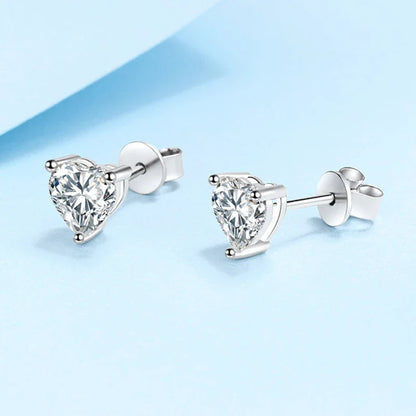 1CT 2CT Heart Cut Moissanite Studs Earrings for Women Lab Diamond 925 Sterling Silver Women's Earrings Wedding Jewelry