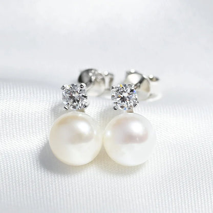 Single 0.1/0.3 Carat Flawless Moissanite Stud Earrings For Women Real 925 Sterling Silver Jewelry Natural Pearl Earrings