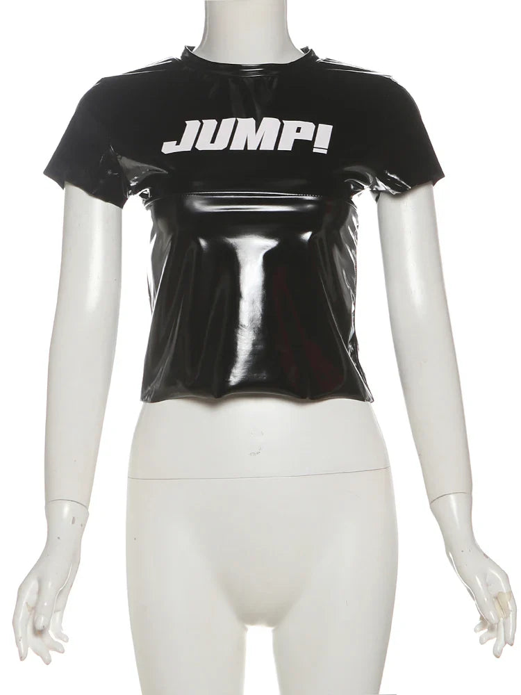 Summer New Trend T-Shirts Women Letter Print Reflection Design Short Sleeve Hot Girls High Street Style Crop Tops