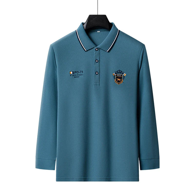 Designer Quality Men's Polo Shirt Lapel Long Sleeve T-Shirt Autumn New Badge Horse Embroid Fashion Business Casual Menswear Top