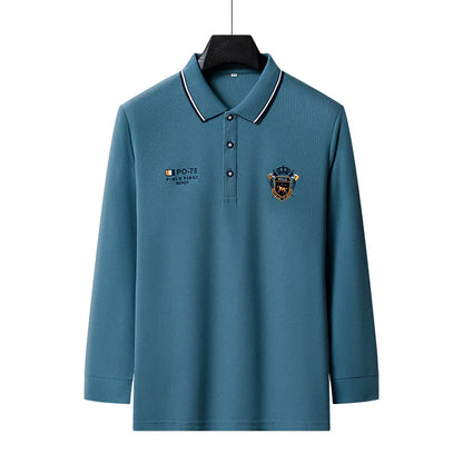 Designer Quality Men's Polo Shirt Lapel Long Sleeve T-Shirt Autumn New Badge Horse Embroid Fashion Business Casual Menswear Top