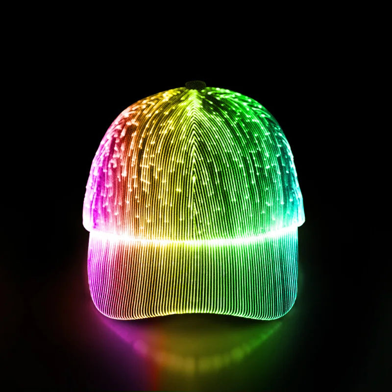Hot LED Light Up Baseball Cap Neon Colorful Glowing Adjustable Sun Hats For Women Men Night Running Caps Travel Supplies
