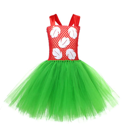 Kids Cosplay Dress for Girls Lilo Inspired Hawaiian Costume With Wreath Necklace Bag Doll for Halloween Birthday