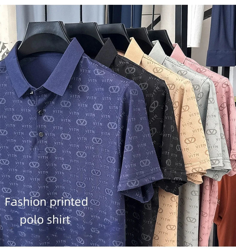 Fashion brand men's short sleeve polo shirt summer new item original printing custom design youth comfortable top casual T-shirt