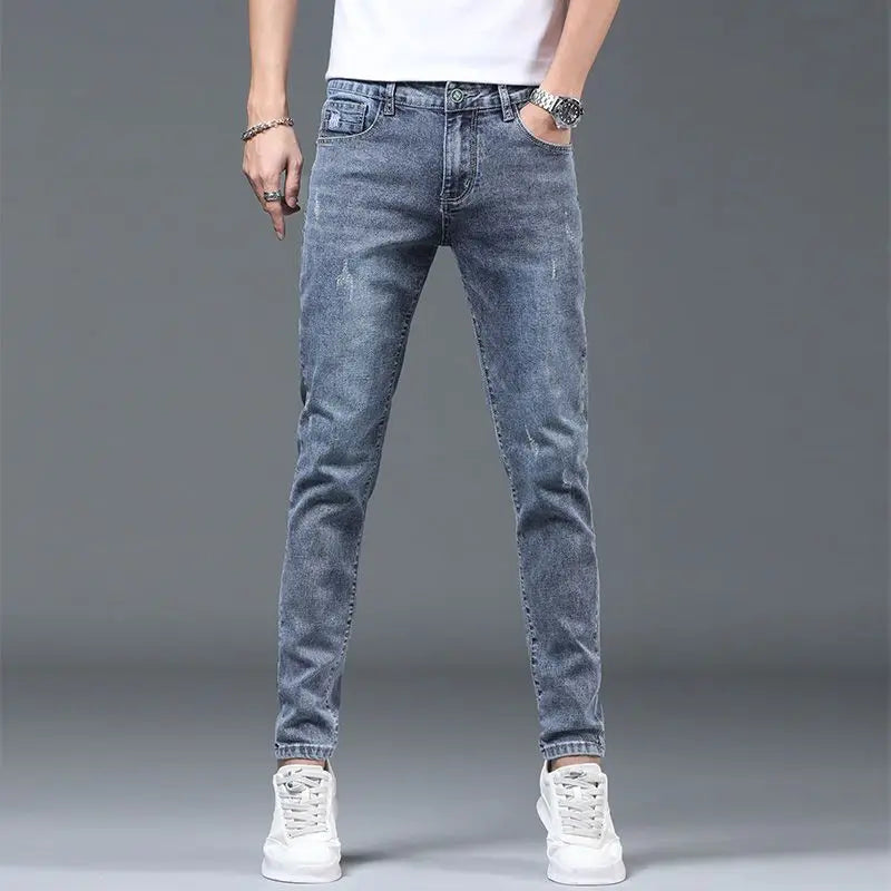 Luxury Summer Designer Korean Classic Streetwear Cowboy Pants for Men Fashionable and Comfortable Boyfriend Skinny Jeans Men