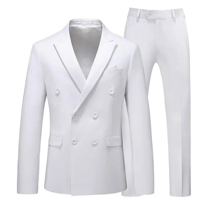 2 Pieces Double Breasted Formal Men Suits Slim FitGroom Tuxedos for Wedding Peaked Lapel Custom Male Blazer Prom Daily Wear