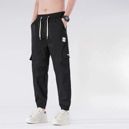 Spring Summer Thin Men's Cargo Pants Loose Tapered Elastic Cuff Jogger Trousers Quick Dry Casual Outdoor Haren Pants Male 5XL