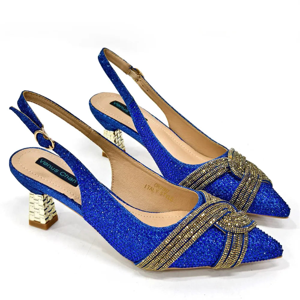Temperament New Women's Shoes Wedding Shoes Ladies Dress Shoes Rhinestone Leather Italian Elegant Women Party Pumps