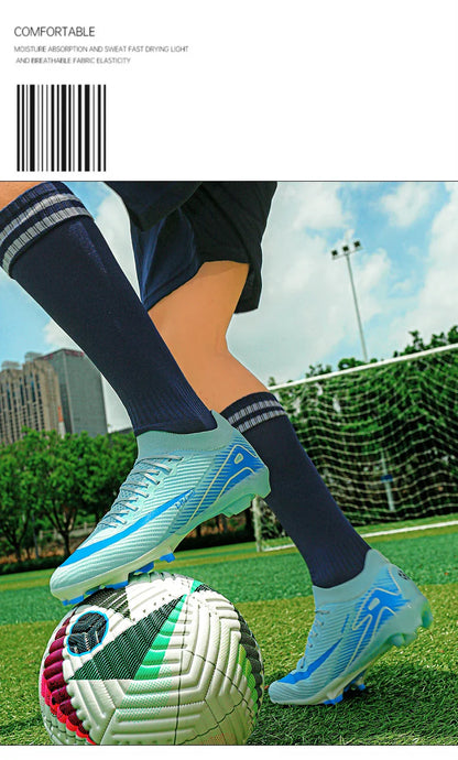 High Top Men Soccer Cleats Professional Football Shoes AG/TF Studs Anti Slip Training Sneaker Comfortable Breathable Adult Match