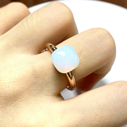 Stylish Purple Crystal Rose Gold Plated Candy Ring 30 Colors Simple Candy Color Jewelry Gift for Women Valentine's Day
