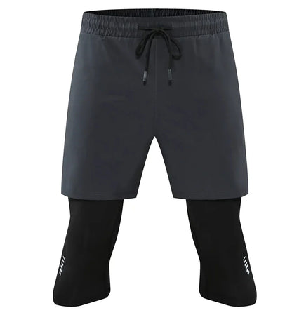 Men Tight Sport 2 In 1 Cropped Pants 2024 Summer Elastic Quick-dry Compression Workout Training Exercise Running Sports Shorts