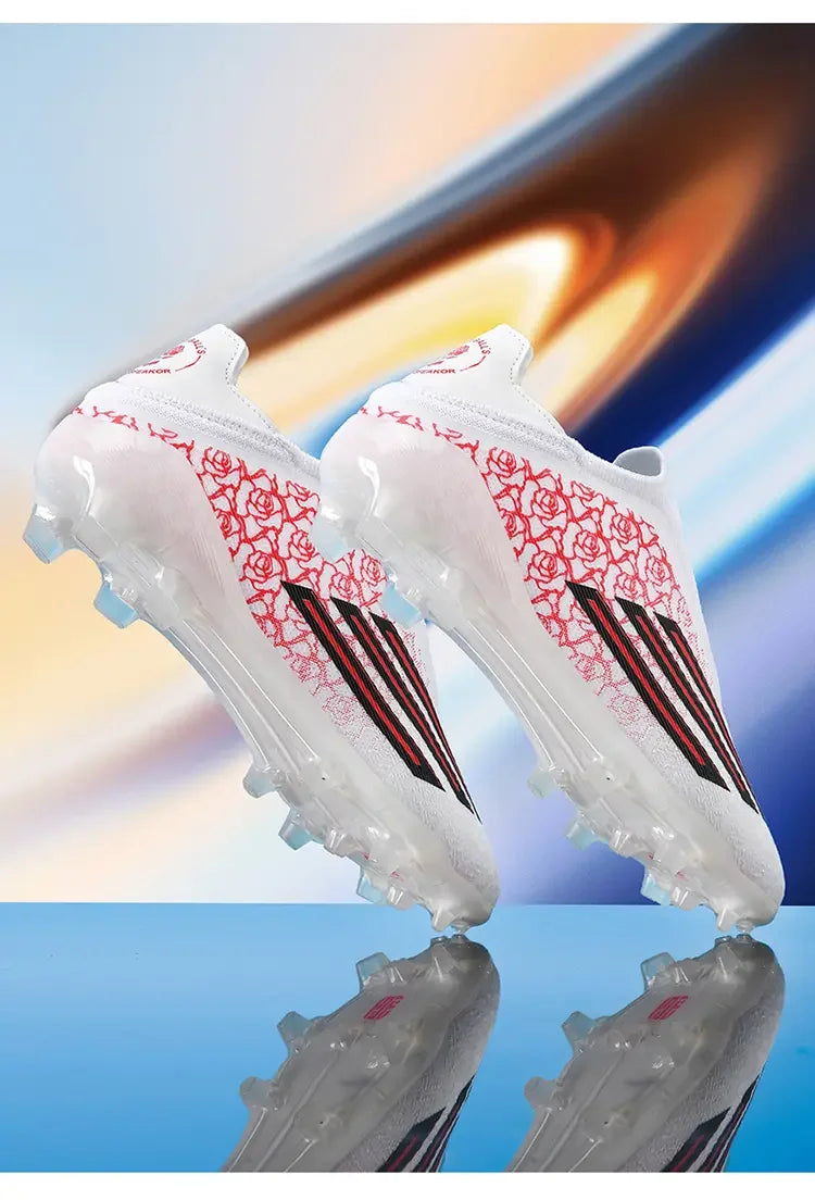 Men High Top Soccer Cleats Firm Ground Stud Sole Breathable Wear Resistant Outdoor Lawn Match Training Football Shoes