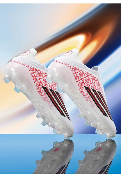 Men High Top Soccer Cleats Firm Ground Stud Sole Breathable Wear Resistant Outdoor Lawn Match Training Football Shoes