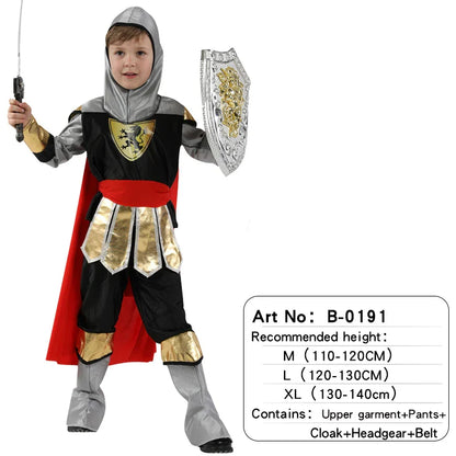Child Greek Roman Warrior Gladiator Costume Boys Knight Cosplay Carnival Party Fancy Dress No Weapon
