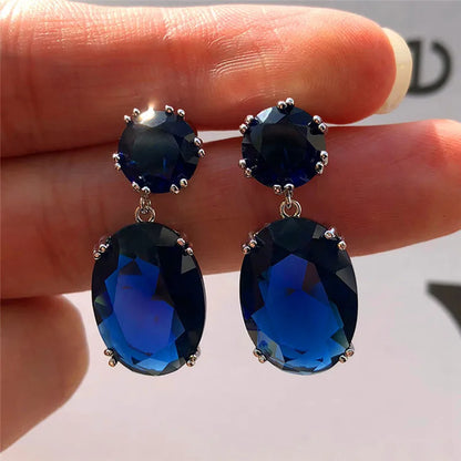 925 Sterling Silver Big Oval CZ Women Drop Earrings Elegant Female Accessories Brilliant Cubic Zirconia Earring Trendy Jewelry
