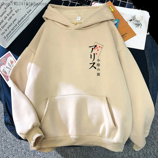 Arisu Seven of Heart Hoodie Anime Alice In Borderland Sweatshirt Spring/Autumn Winter Clothes Harajuku Pullover Men Graphic Tops