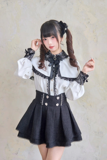 Japanese Sweet Girls Tweed Short Skirt 2025 Spring New Original Mine Series Mass Production Bud Suit High Waist Y2k Lolita Skirt