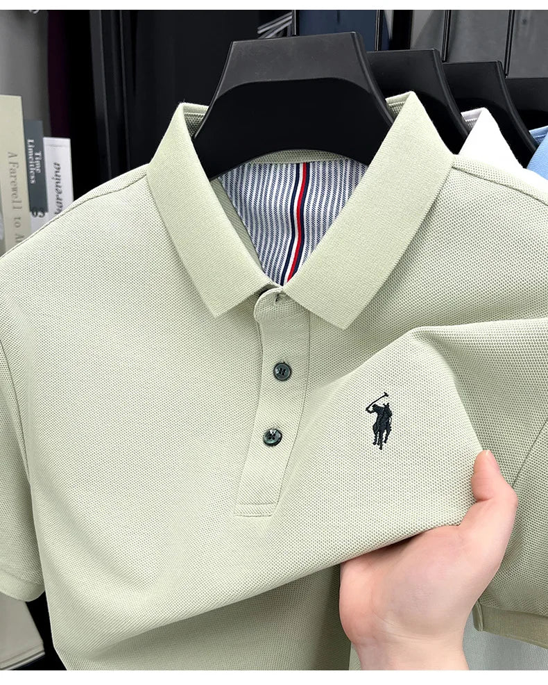 High end brand 100% cotton short sleeve polo shirt men luxur pony embroidery comfort breathable fashion T-shirt summer new top