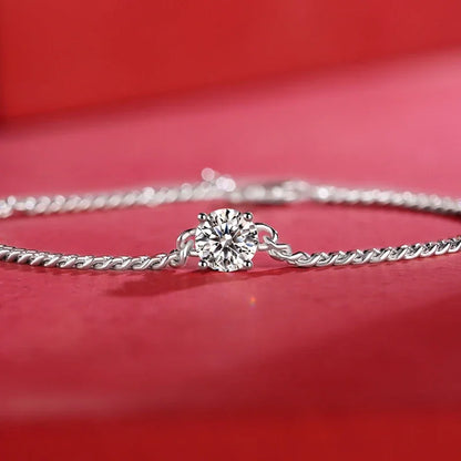 1CT Oval Cut D Color Moissanite Diamond Bracelet for Women 925 Silver Plated 18k Adjustable 16-21cm Cuban Link Bracelets