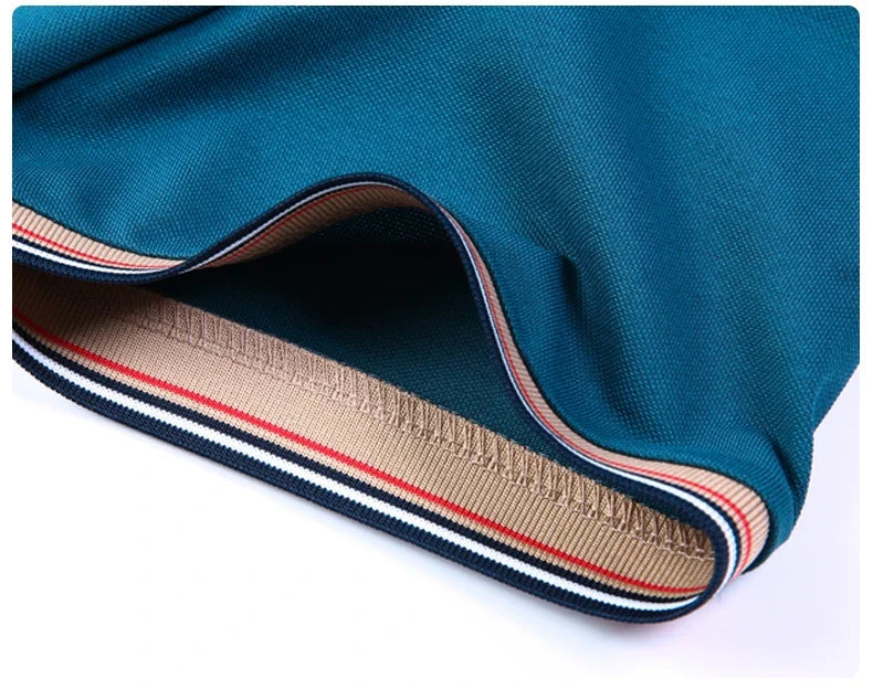 Fashion brand luxury short sleeve polo shirt men summer quality silky cotton breathable business casual striped collar T-shirt