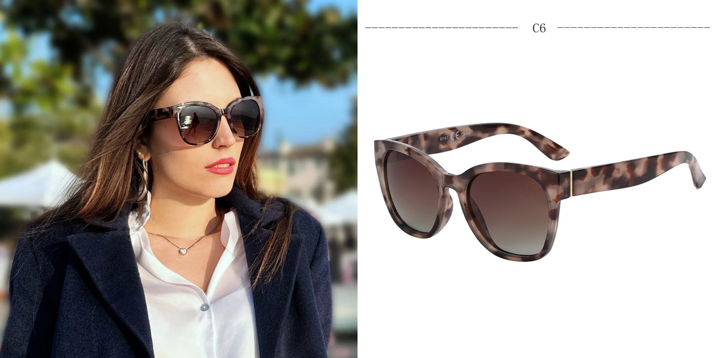 Fashion Cateye Polarized Sunglasses for Women - Oversized Sun Glasses UV400 Protection Retro Shades Designer Style