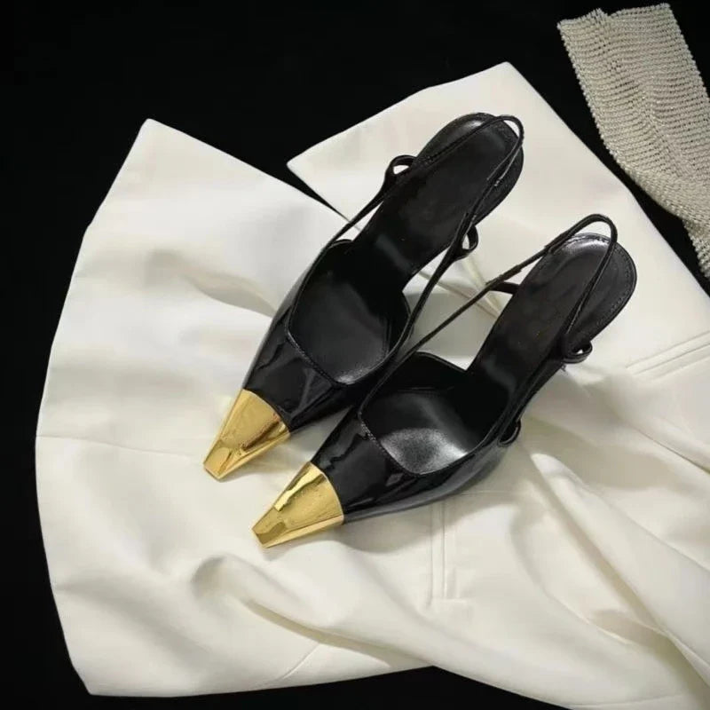 2026 New Summer Style Pointed Toe Stiletto Sandals with Single Strap, Microfiber Lining, Rubber Sole, Sexy High Heels